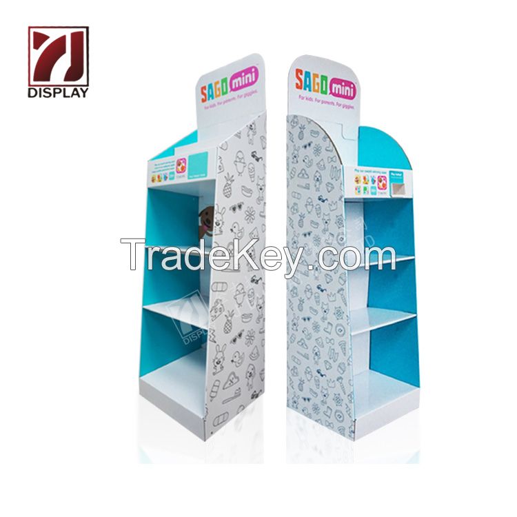 Custom Retail Store POS Cardboard Food Display Stand Rack Carton Paper Cardboard FSDU Dog Snack Display Unit