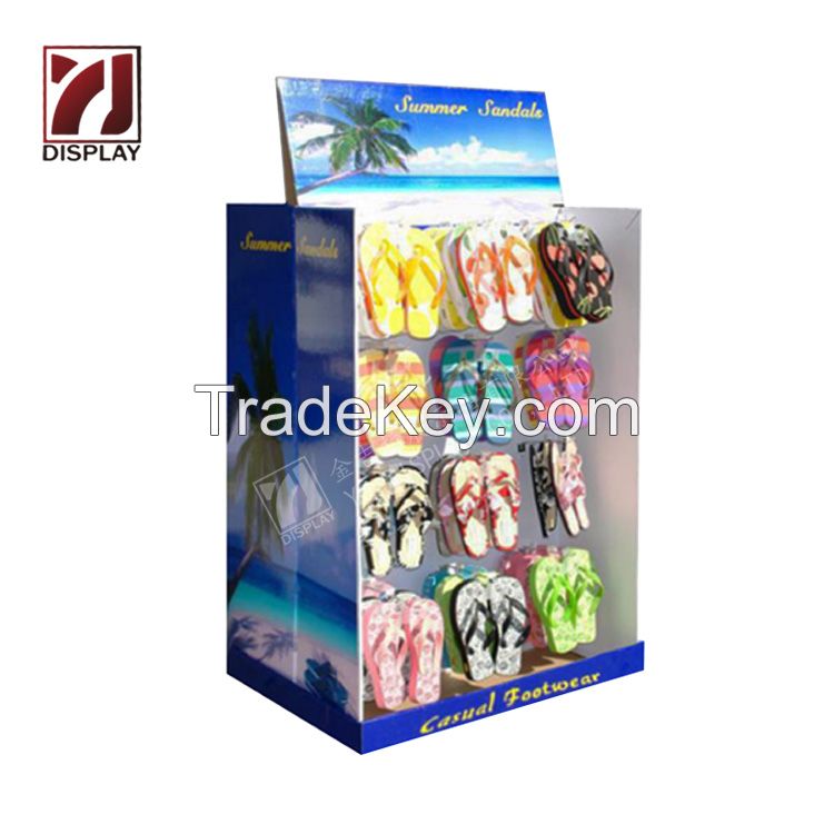 Cardboard floor pegboard display stand racks Flip Flops Display Rack Slipper Display Stand