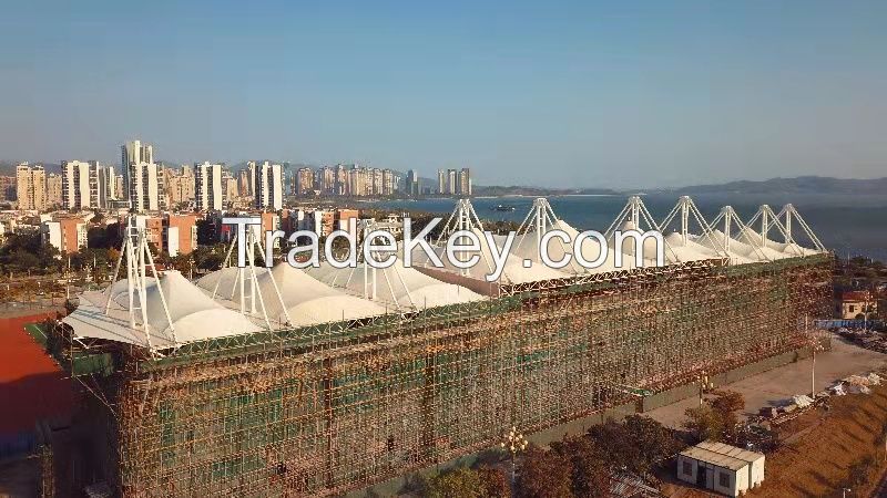 Commercial Street Sunshade Ptfe Tensile Membrane Structure Canopy