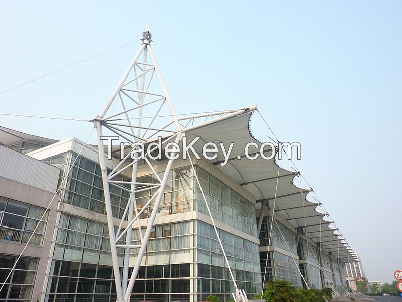 Commercial Street Sunshade Ptfe Tensile Membrane Structure Canopy