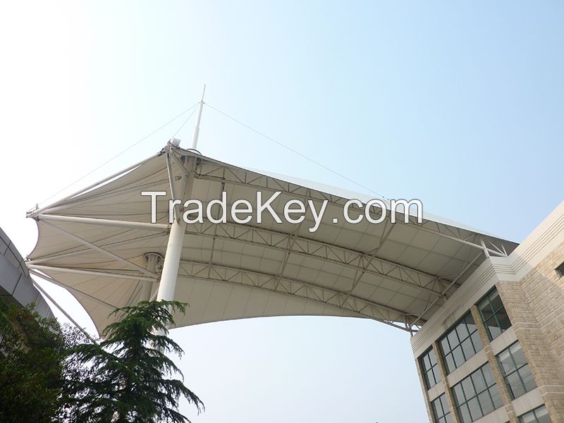 Commercial Street Sunshade Ptfe Tensile Membrane Structure Canopy