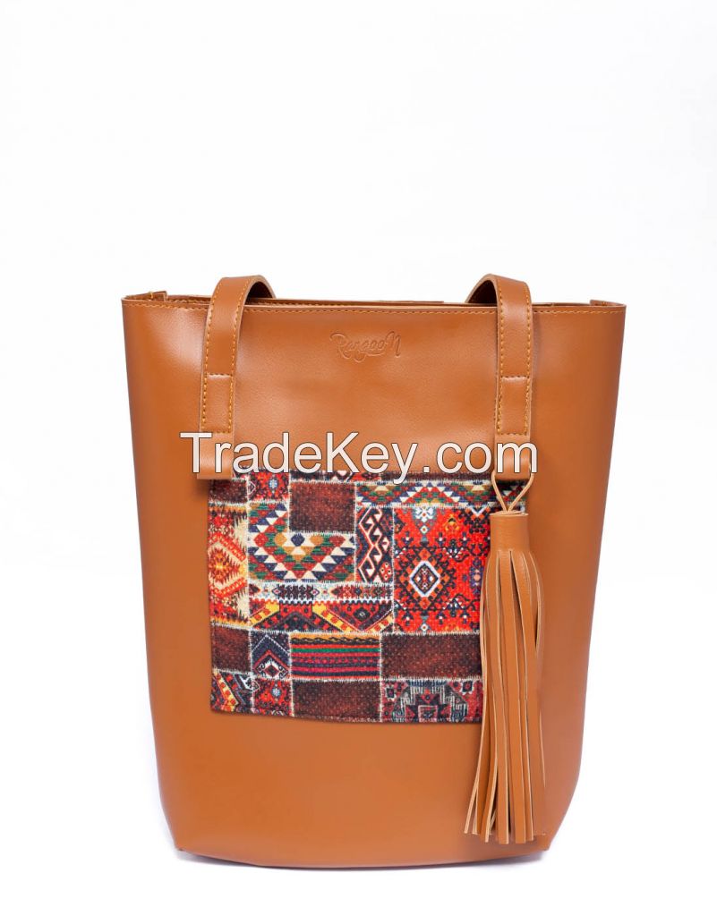 RangooN BROWN TURKISH COLORBLOCK TOTE BAG