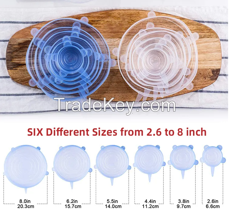 14 pcs Stretchy Food Lids, Reusable Silicone Stretch Lids for Food/Bow