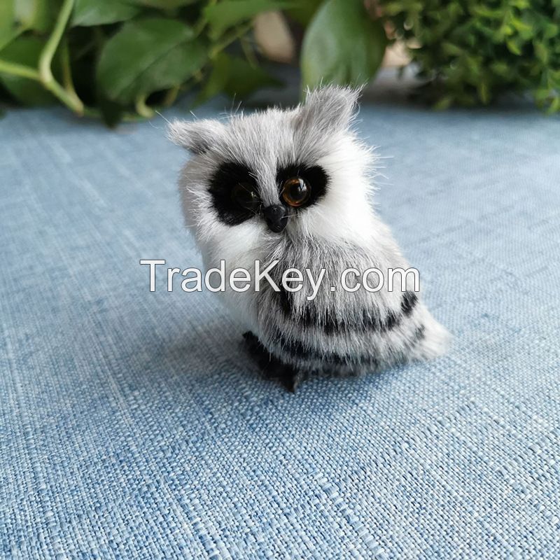 Party Supplies Birthday Gift Simulation Animal Static Model Decoration Fur Owl With Holiday Accessories