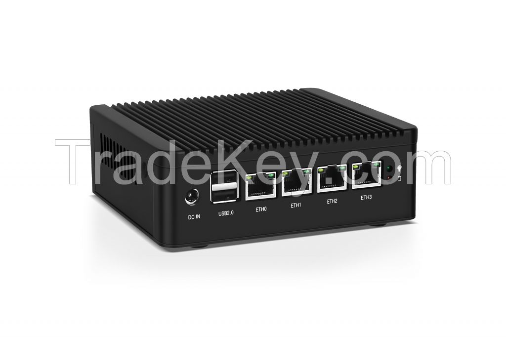 Intel J4125/N4000/N5000 Low-Power Fanless Industrial Computer 4*2.5G LAN HDMI/DP Dual 4K Display Cute Mini PC for Network Firewall(pfSense)