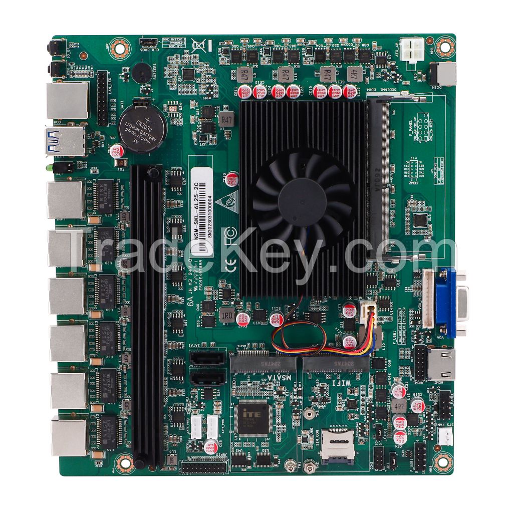 Embedded Intel 3865U/4405U/4415U Onboard Mother Board 6*2.5Gbe LAN for Network Application