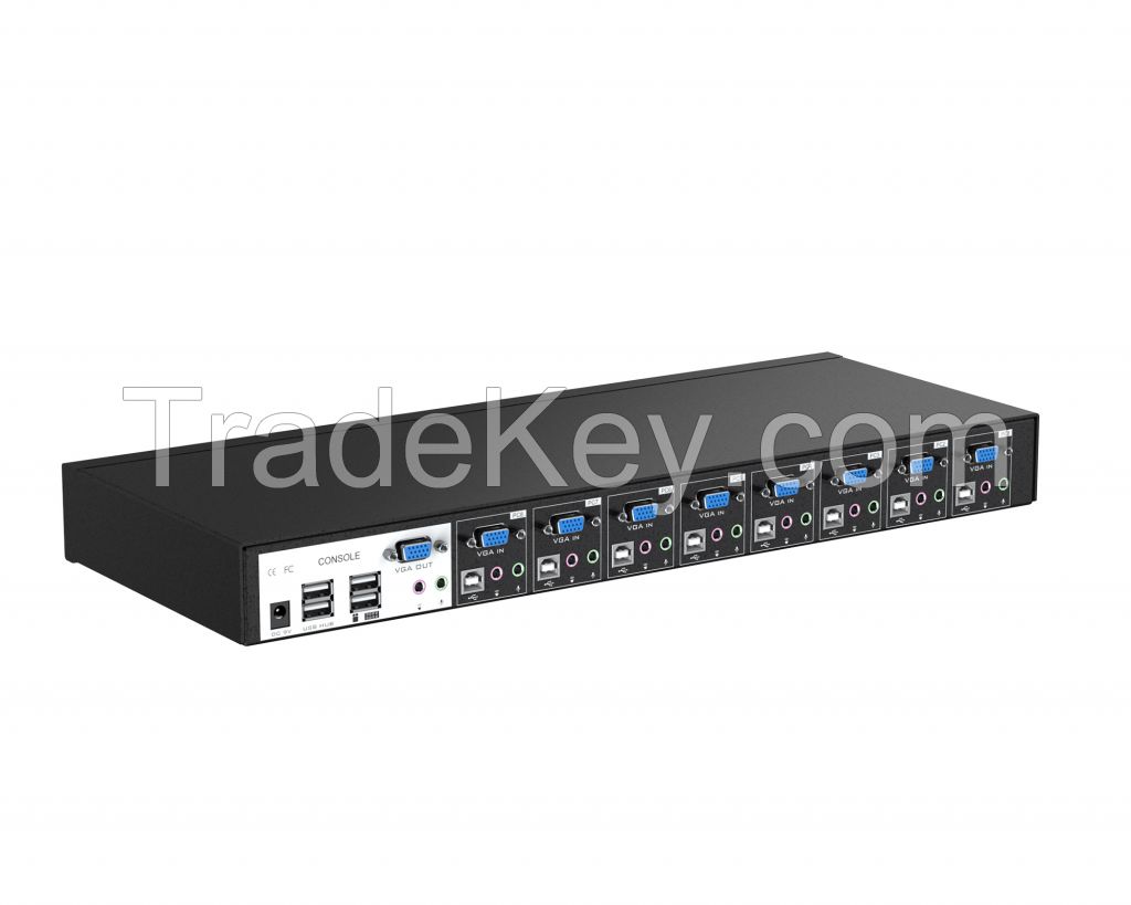 8 Port KVM Switch VGA, MT-VIKI 8 Port Industrial-grade KVM Console 8x1 + 8-pack USB VGA Cable Support OSD Hotkey