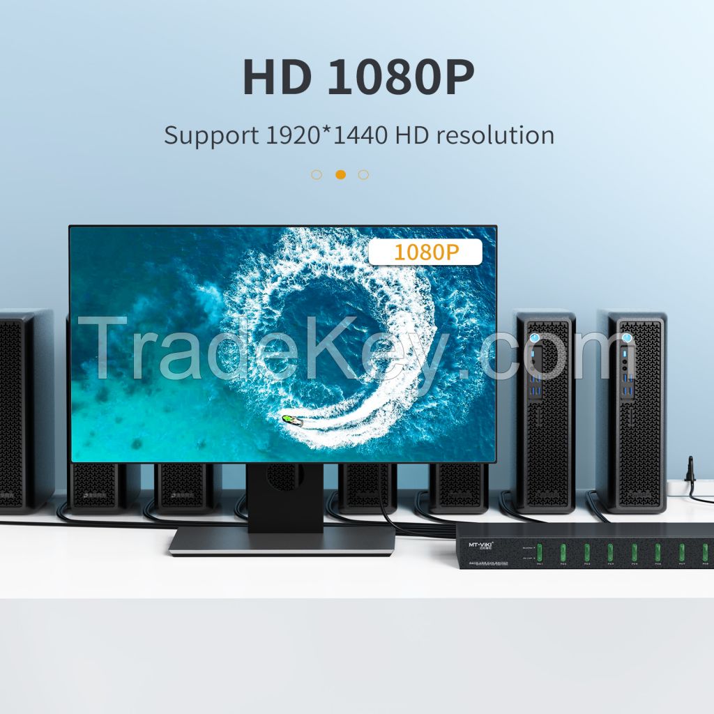 8 Port KVM Switch VGA, MT-VIKI 8 Port Industrial-grade KVM Console 8x1 + 8-pack USB VGA Cable Support OSD Hotkey