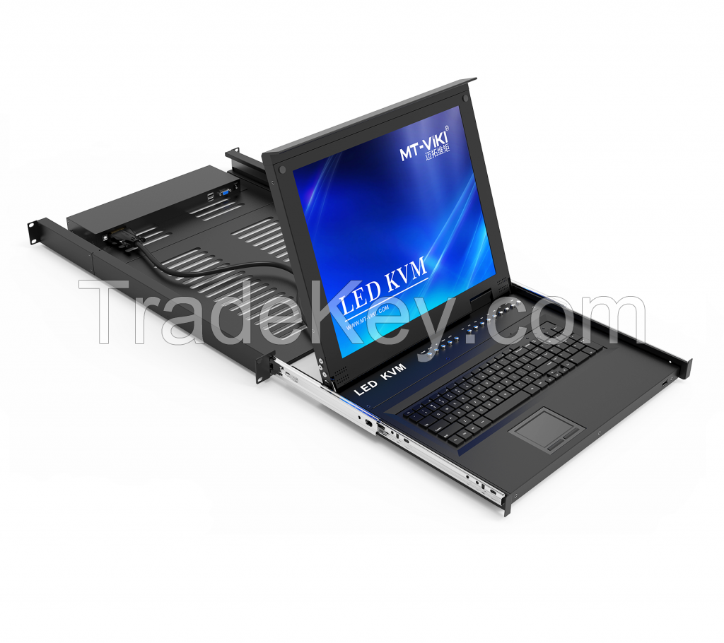 17'' LED IP KVM Switch 8 Port VGA MT-VIKI IP 1U Rack KVM Console Drawer, LCD KVM Switch Over IP