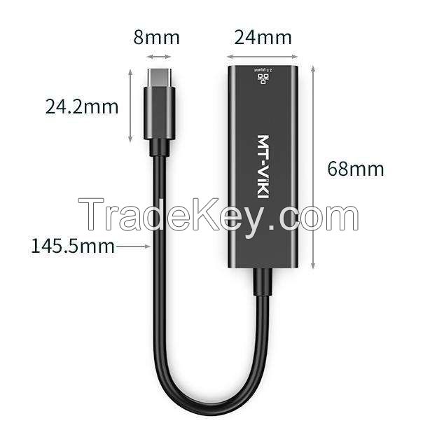 MT-VIKI Converter Adapter Type c Usb to Rj45 Cat 5e/6 Ethernet Lan 2500Mbps