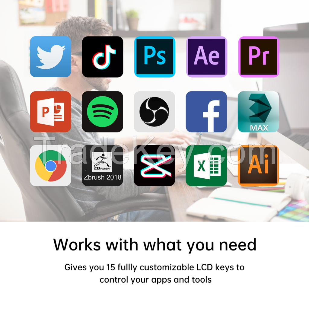 LED Shortcut Stream Studio Controller 15 Keys Trigger Action for App, OBS, Twitch, Youtube, Computer PC