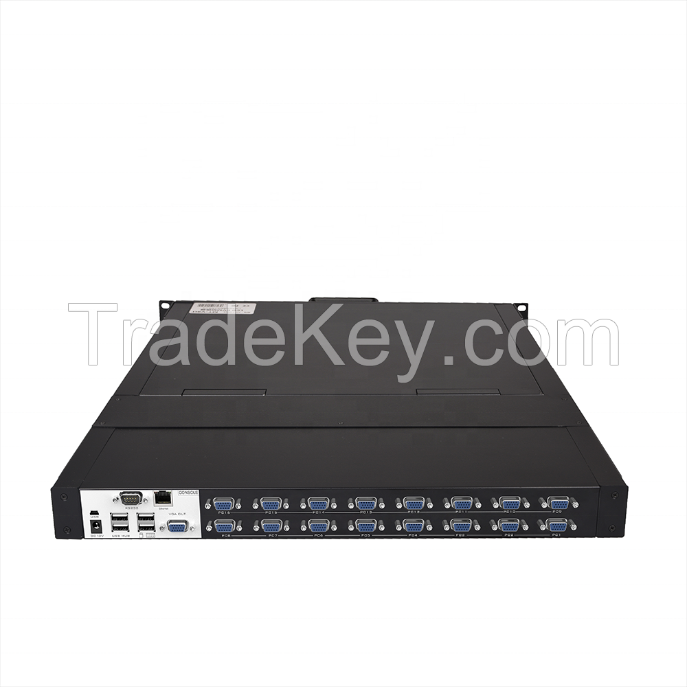 19&#039;&#039; LCD IP KVM Switch 16 Port VGA MT-VIKI 16x1 1U Rack LED KVM Switch Console Over Remote IP