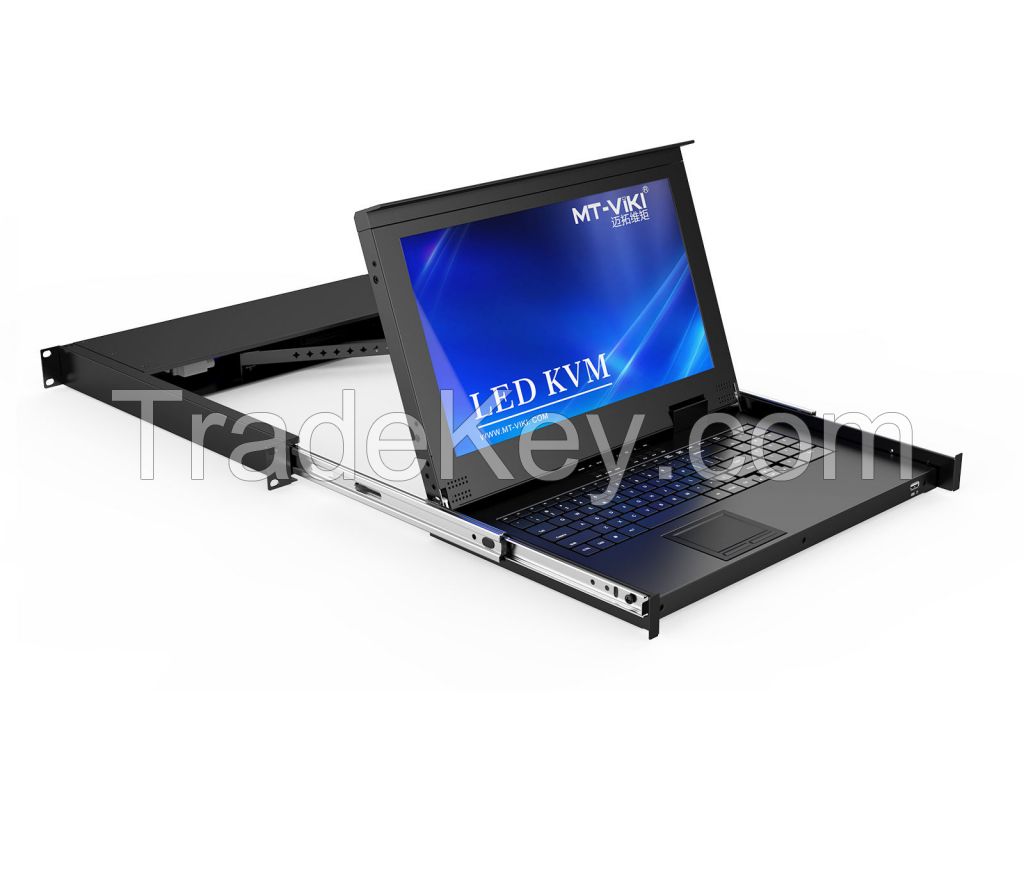 15.6" LCD KVM Switch 16 Port VGA + 16 Cables, MT-VIKI 15.6 Inch 1U Rackmount LCD KVM Switch Drawer Console 16x1