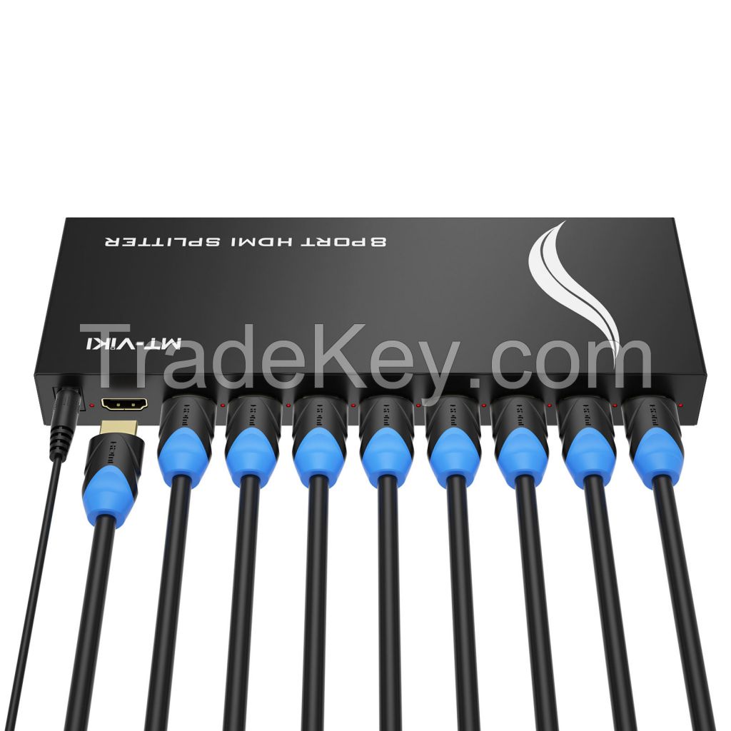 4K 30HZ HDMI Splitter 1 in 8 Out 1x8 ,  MT-VIKI 1x8 1 Computer 8 Monitor + Power Adapter HDMI Splitter