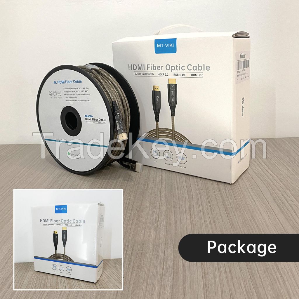 4K 60HZ Fiber HDMI Cable 20m, MT-VIKI Fiber Optic HDMI 2.0 Cable Cord Gold Plated