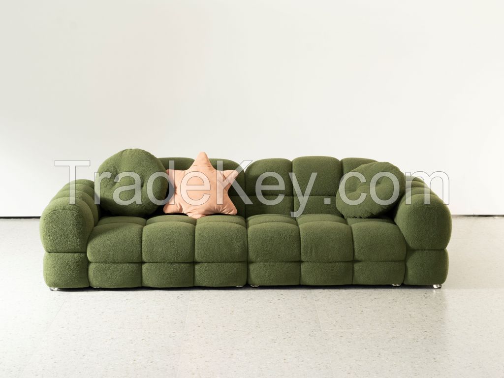 Green croutons in a row sofa