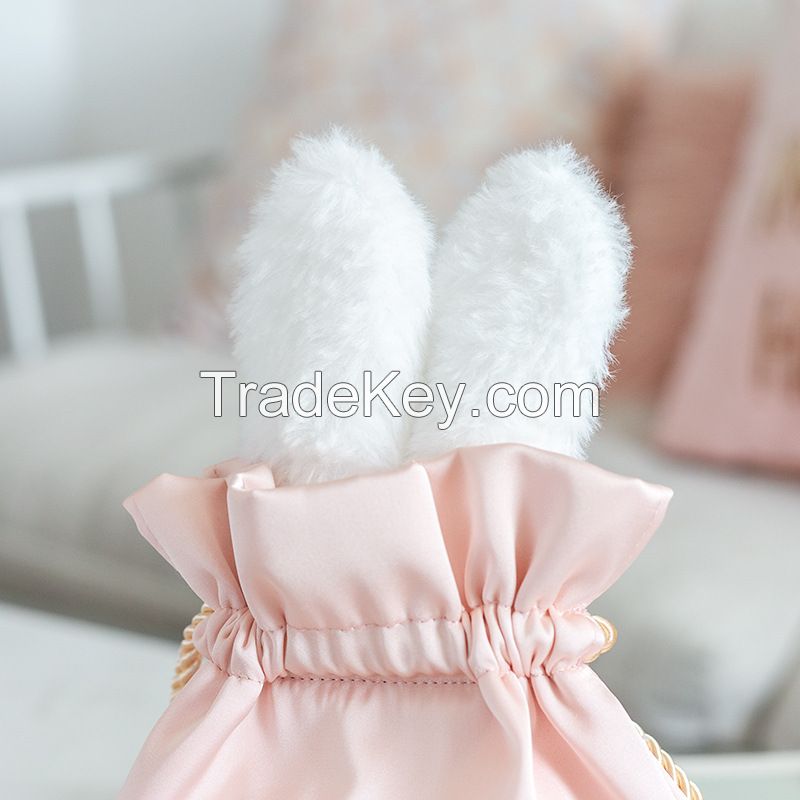 New imitation Rex rabbit hair cute rabbit ears embroidery makeup bag travel storage bag silk bundle pocket