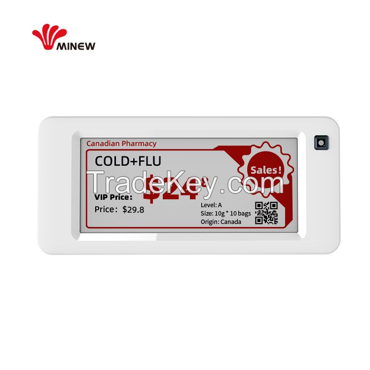 MinewTag Paperless Bluetooth Low Energy 2.9 inch E-ink Labels Screen Eink Digital Display Digital Shelf Label for supermarket