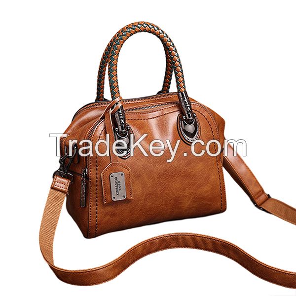 Multi-Function Large Capacity New Fashion Tote Bag Designer High Quality Retro Leather Crossbody All-Match Travel Work Sling Briefcase Purse Long Strap Handbag Braided Handle