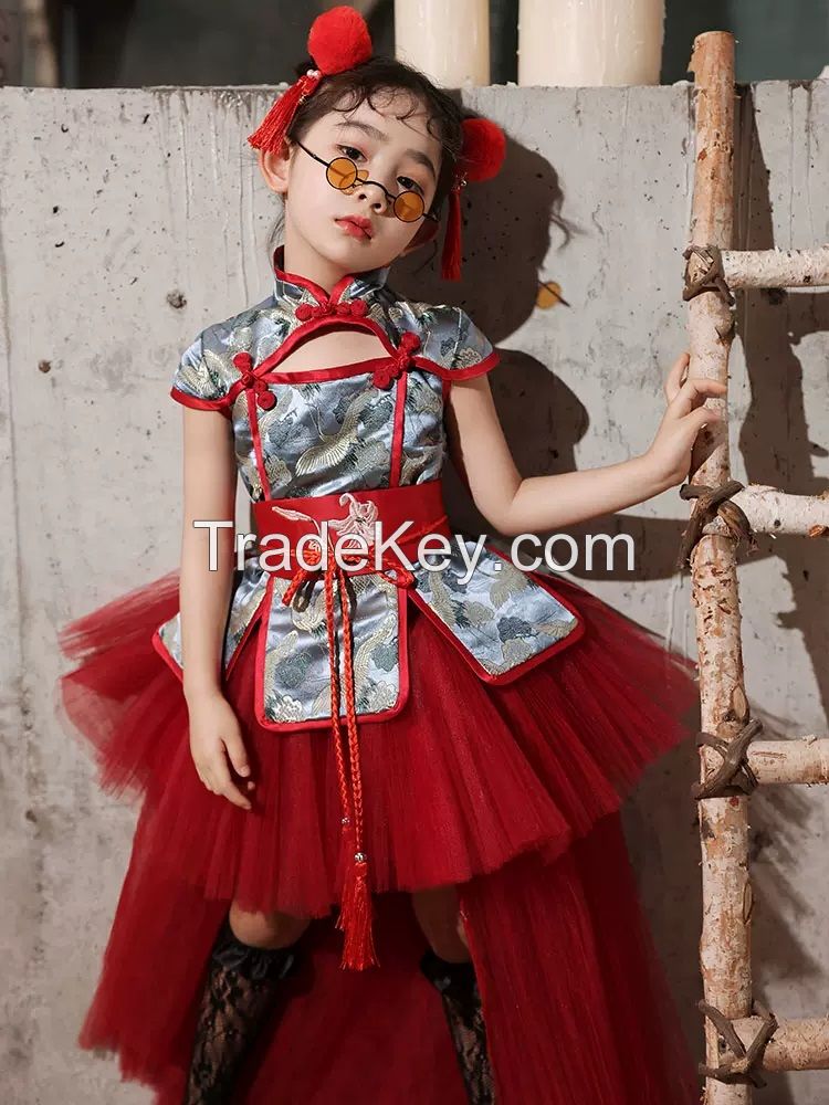 long tail luxury kids gown