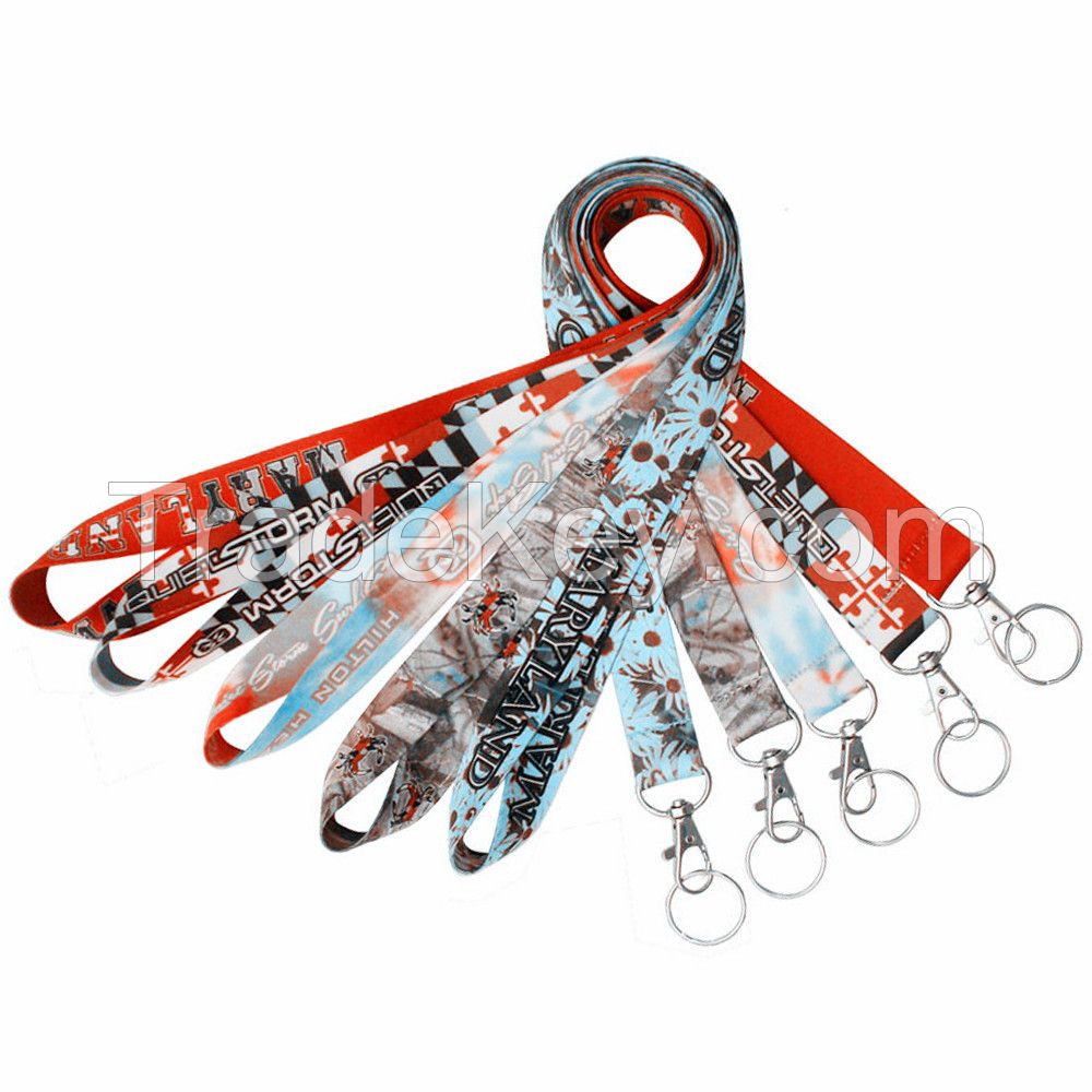 Custom polyester lanyards sublimation printing promotional lanyard with logo