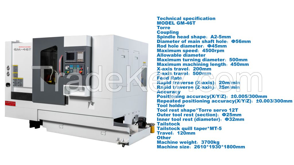 glorymaq GM-46T cnc lathe machine fanuc turning lathe