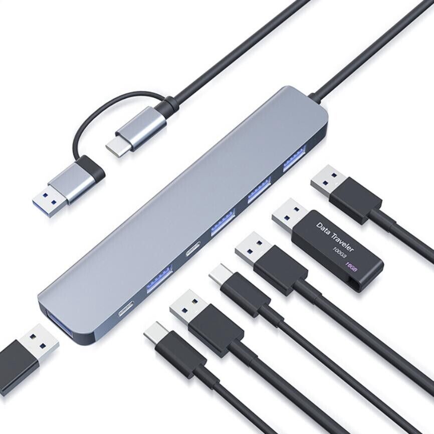 7 In1 Type C to USB3.0 *1 USB2.0*4 USB-C*2 Adapter Docking Station Hub