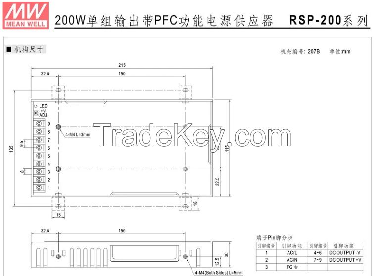 Meanwell switching power suppluy RSP-200-12