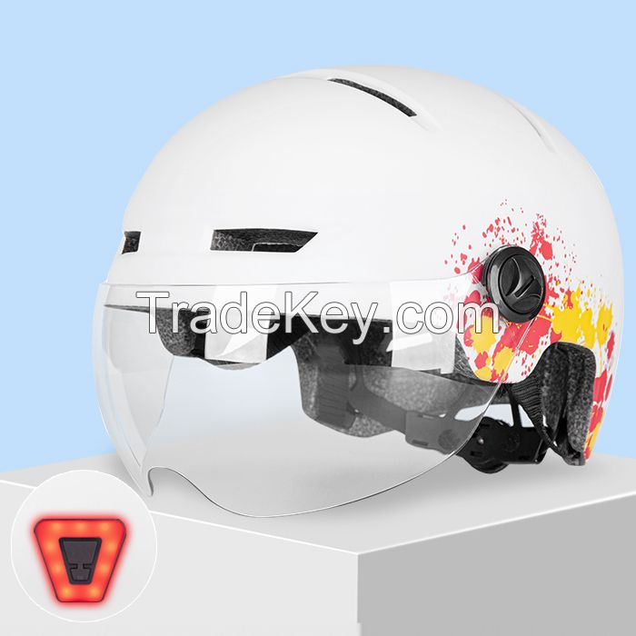 Bicycle helmet with Shield Led light from OEM helmet factory 