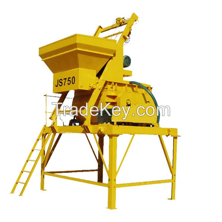 Double shaft concrete mixing machine stationary automatic bucket mixer