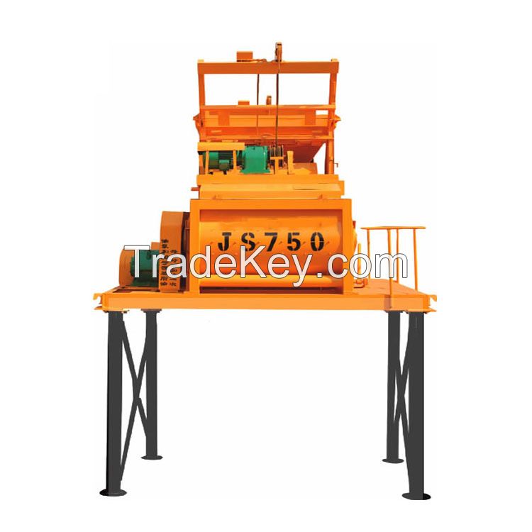 Double shaft concrete mixing machine stationary automatic bucket mixer