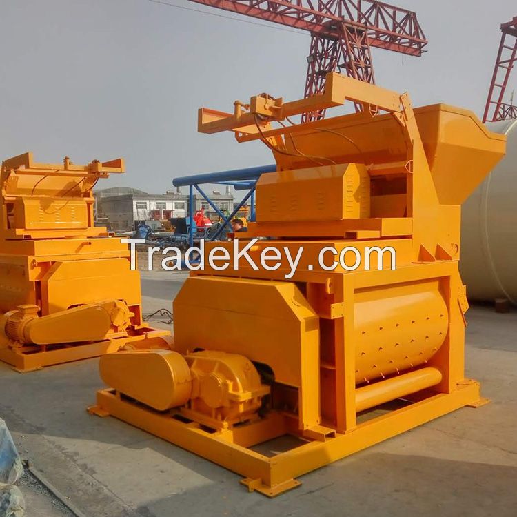 Double shaft concrete mixing machine stationary automatic bucket mixer