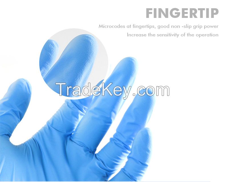 OEM non sterile nitrile gloveses powder free finger textured exam glov