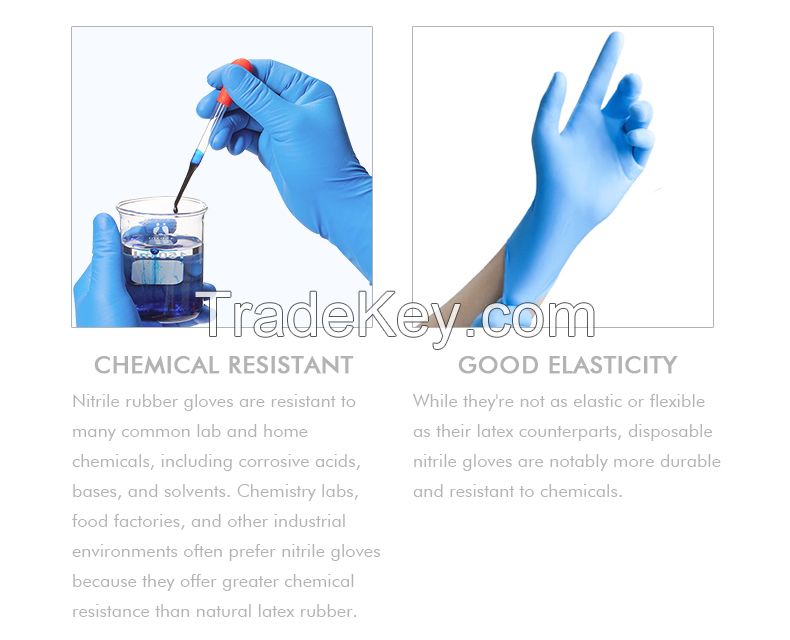 OEM non sterile nitrile gloveses powder free finger textured exam glov