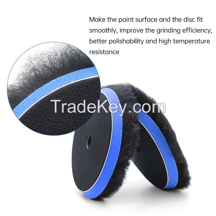 Factory Direct Supply 6 Inch Fast Polishing Wool Middle Hole Black Wool Buffing Pad Dual Action Polisher Pad