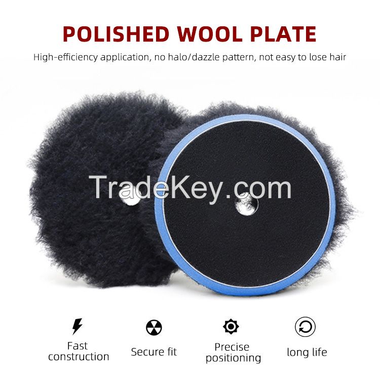 Factory Direct Supply 6 Inch Fast Polishing Wool Middle Hole Black Wool Buffing Pad Dual Action Polisher Pad