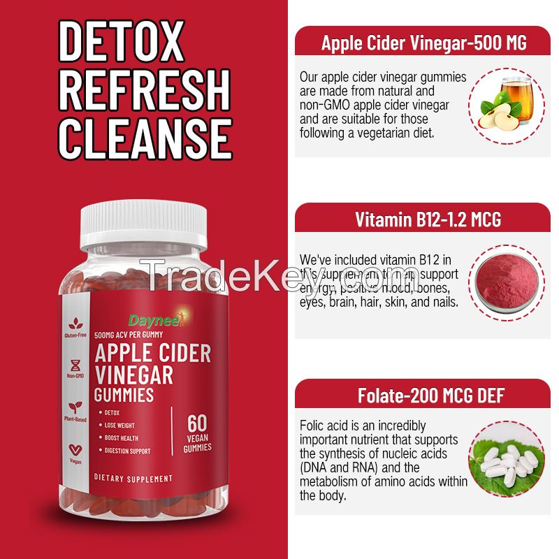 Lose Weight Gummies Vegan Supplement Vitamin Slim Detox Fat burner pills for Apple cider Vinegar