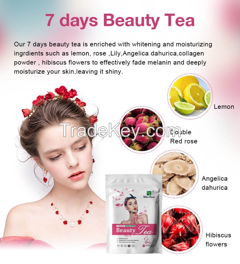 Winstown 7 days Herbal Beauty skin whitening tea bag blanchissant Slimming Detox glow tea for white