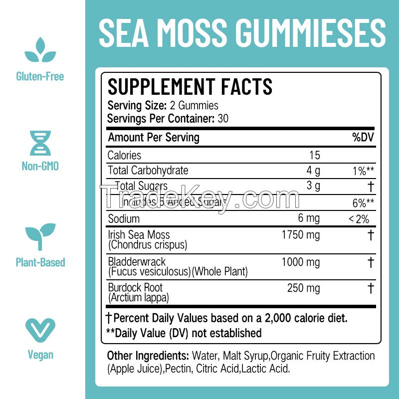 Organic Sea Moss Gummies,Seamoss Gummies,Private Label Healthcare Supplements Seamoss Gummies Vegan Organic Sea Moss Gummies 