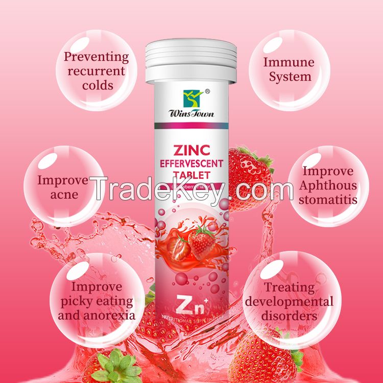 Zinc effervescent vitamin C tablets OEM/ODM brand strawberry fruit flavor for weight loss drink Collagen private label