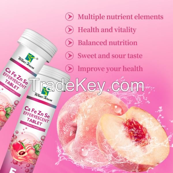 Zinc effervescent vitamin C tablets OEM/ODM brand honey peach fruit flavor for weight loss drink Collagen private label