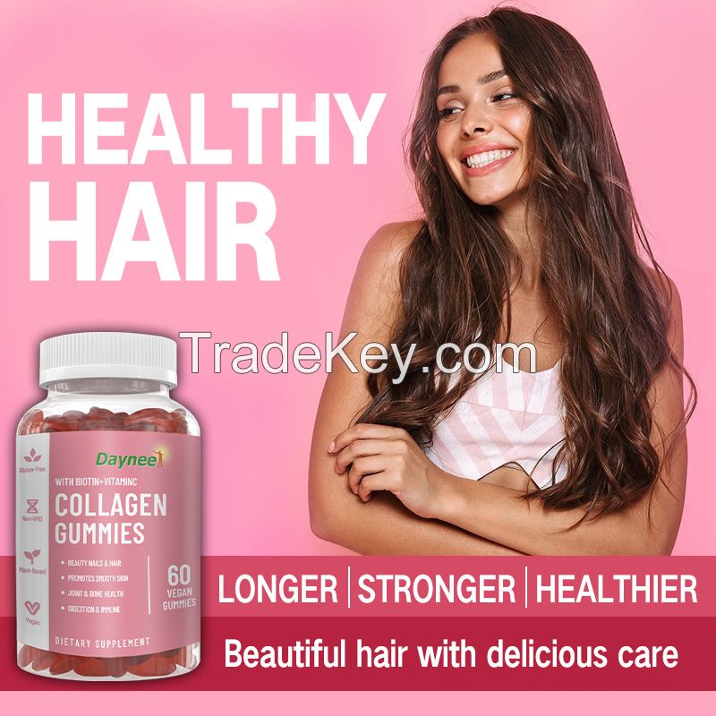 Beauty Hair Skin Nails Biotin Collagen Gummy whitening skin Vitamin Vegan Biotin Collagen Gummies For Hair Loss Supplement