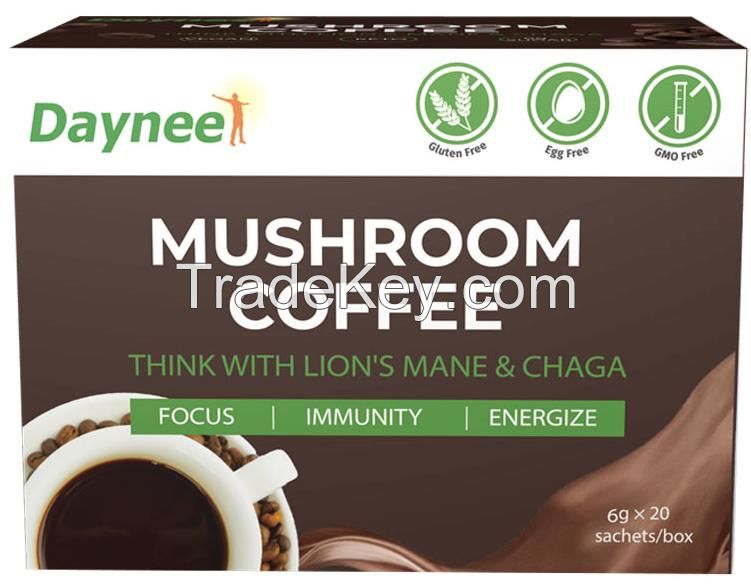 Reishi Chaga Lion's Mane Mushroom Powder 3 in 1 Private Label Black Coffee Wholesale Instant Coffee