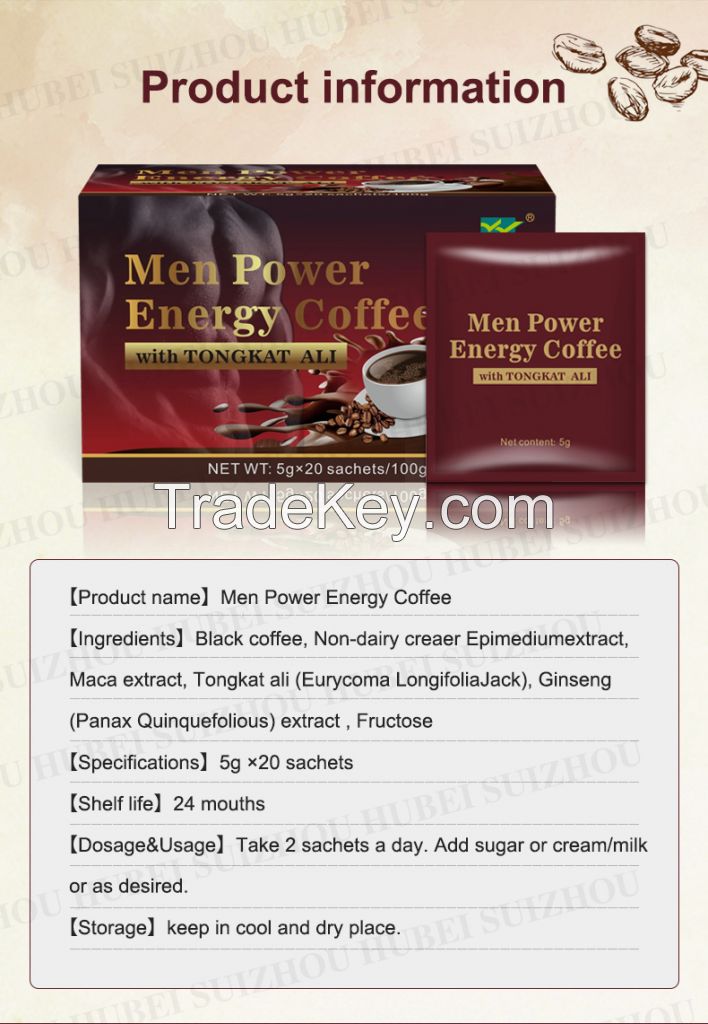 Black Man Power Latte Coffee Maca Instant Drinks Blend Natural booster Energy Maca cafe