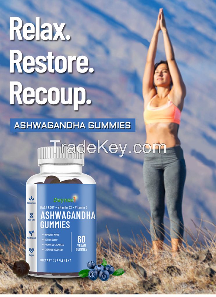 Natural Stress Anxiety Relief Well Sleep Vegan Gummy Candy Vitamins Supplements Ashwagandha Gummies