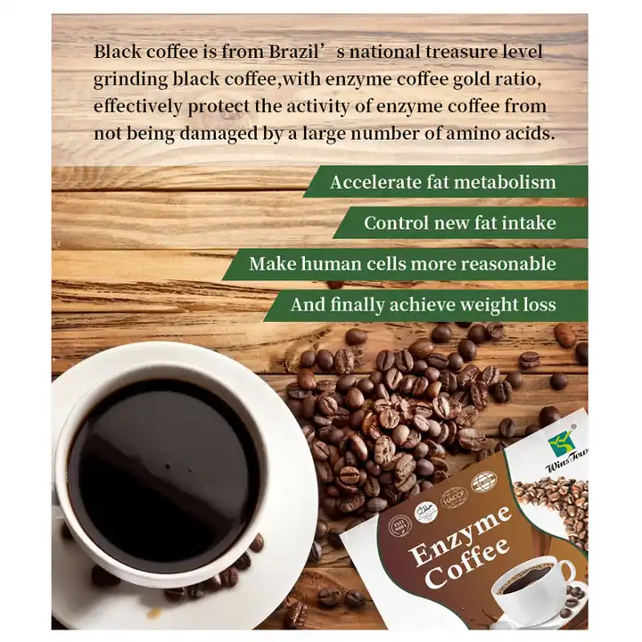 OEM/ODM Natural Plant Extract Enzyme Added Black Coffee Powder Slimming Enzyme Coffee For Weight Loss