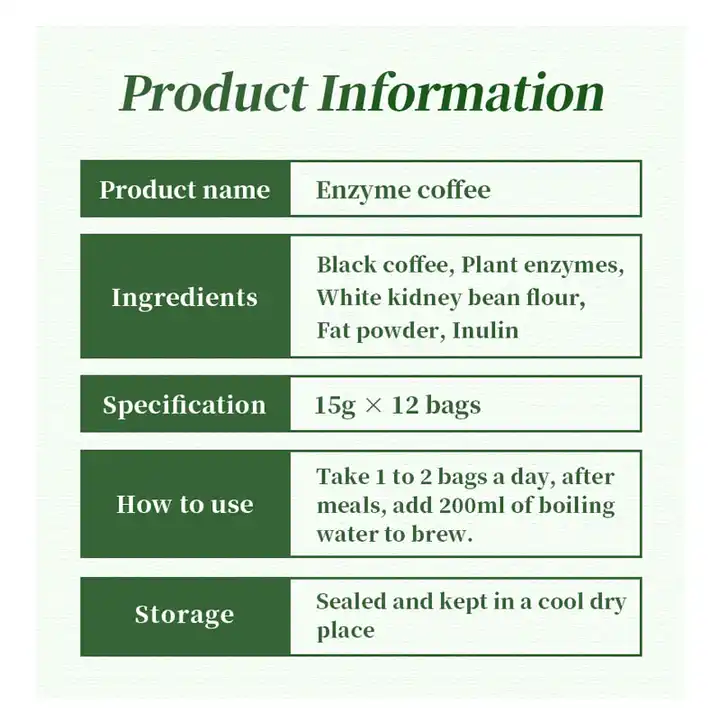 OEM/ODM Natural Plant Extract Enzyme Added Black Coffee Powder Slimming Enzyme Coffee For Weight Loss