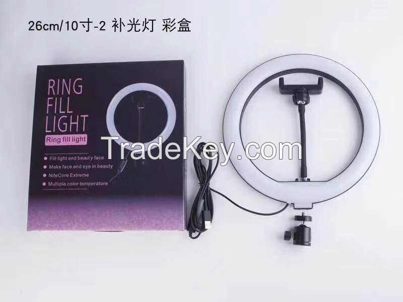 10 inch 26cm Photography Video Light with 2.1cm Tripod Stand Cell Phone Holder for Live Stream LED Selfie Ring Light