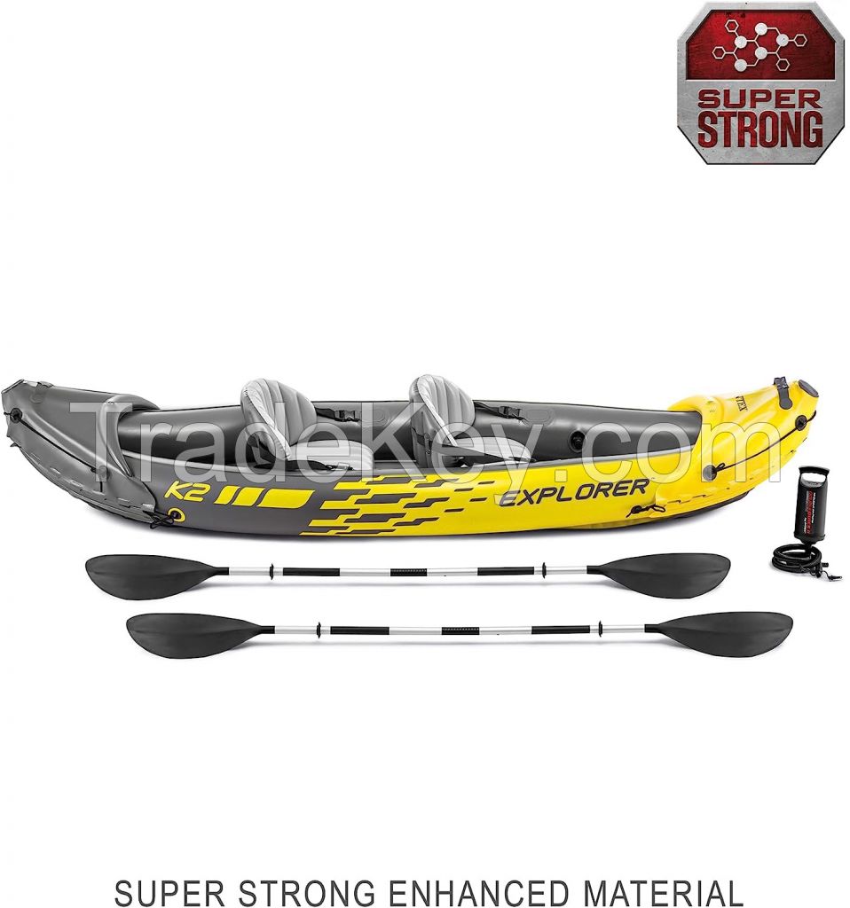 2-Person Inflatable Kayak Set with Aluminum Oars Manual and Electric Pumps