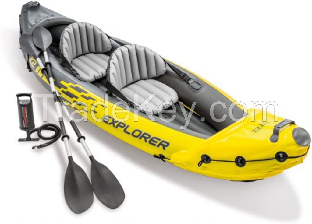 2-Person Inflatable Kayak Set with Aluminum Oars Manual and Electric Pumps